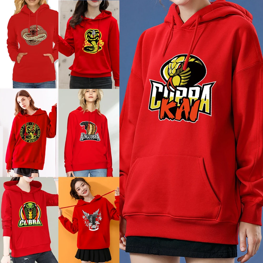 

Women Harajuku Cobra Printed Hoodies Autumn Long Sleeve Loose Pullover Tops Hooded Casual Pocket Sweatshirts Trend Streetwear