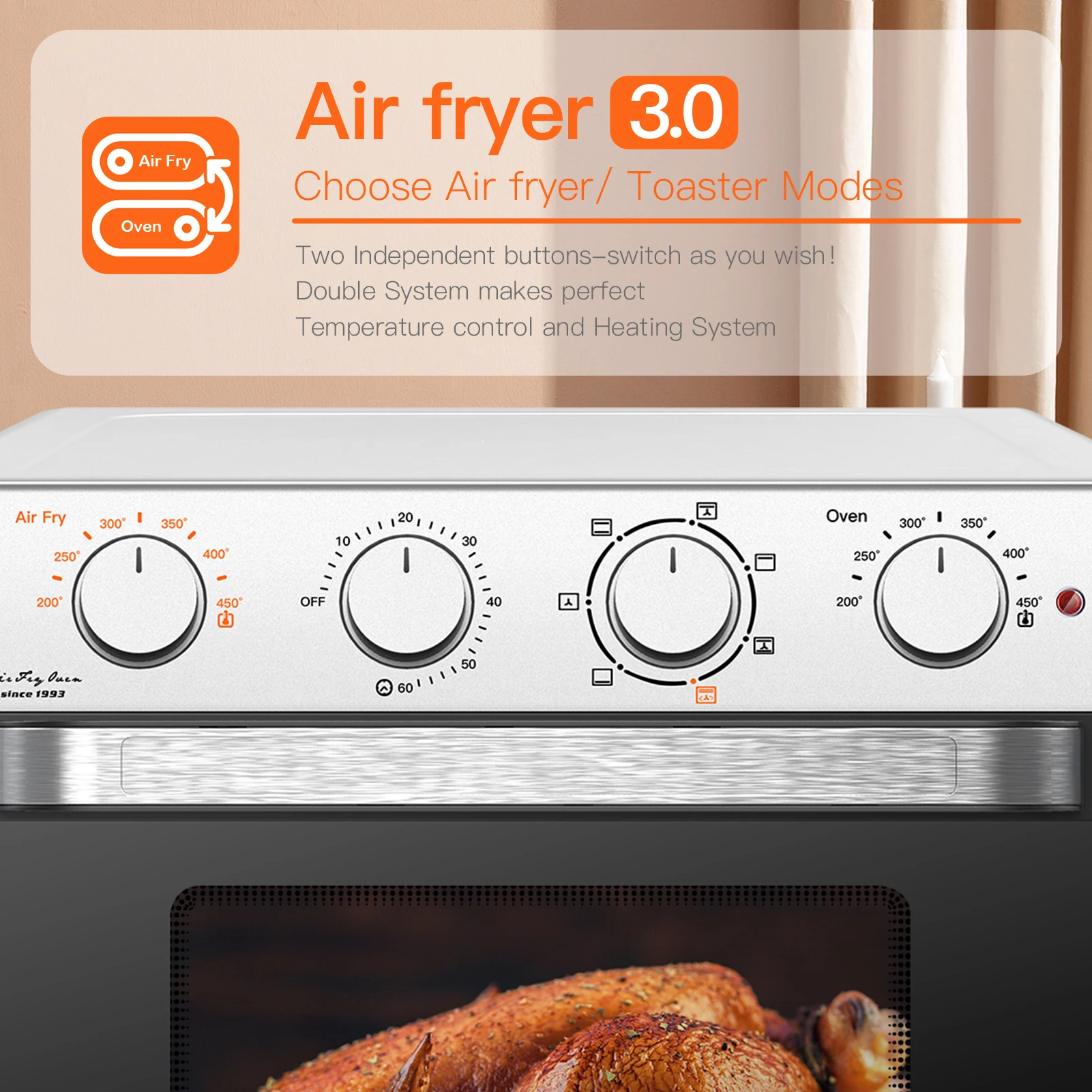 24 quart air fryer toaster oven 7 in 1 convection oven with air fry roast toast broil bake function kitchen appliances free global shipping