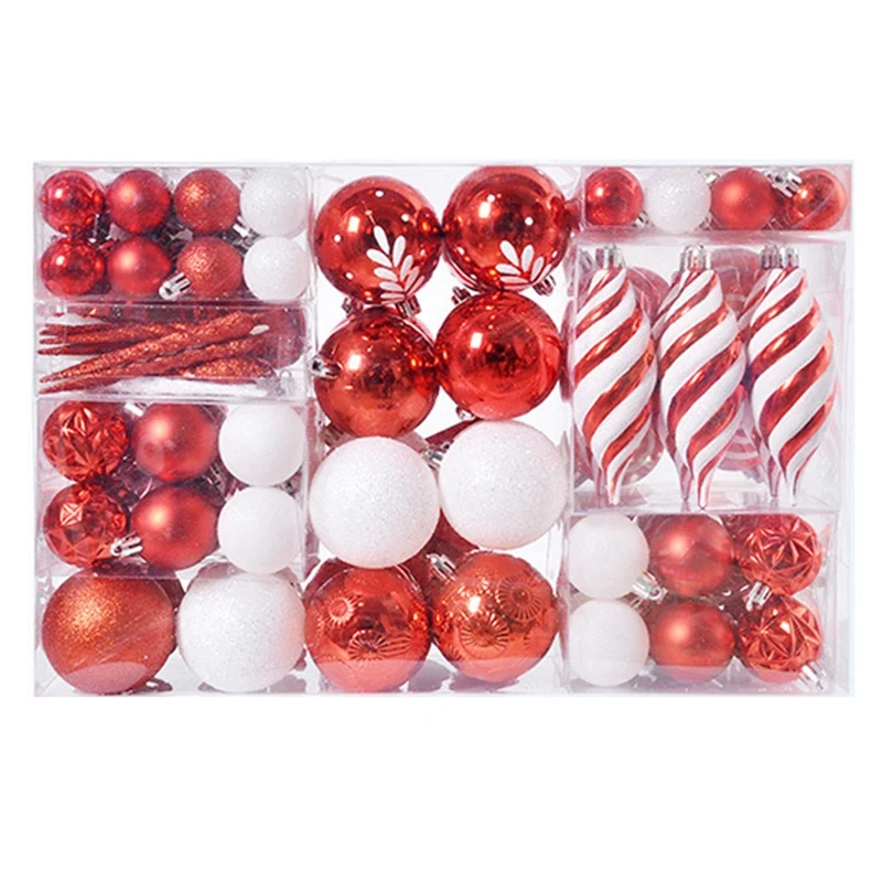 

130PCS Christmas Ornament Ball Christmas Tree Electroplating Plastic Ball Painted Ornament Tree Top Star Ball