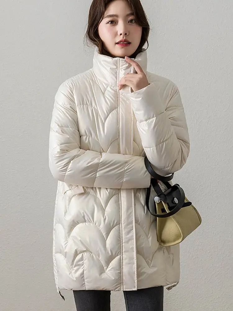 Vielleicht Puffer Jacket Women Thick Fall Winter 2022 Casual Long Parkas Korean Stand Collar Fashion Elegant Winter Coat Clothes