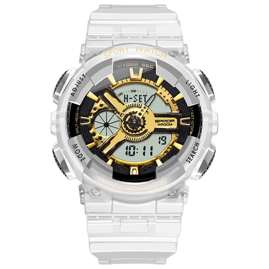 

Fashion Waterproof Sports Watch Transparent Strap Digital Couple Watch Women Wrist Watches For Men Digital Watches Часы Мужские