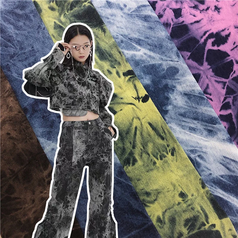 Вареная хлопчатобумажная джинсовая ткань трендовая плотная для брюк багажа