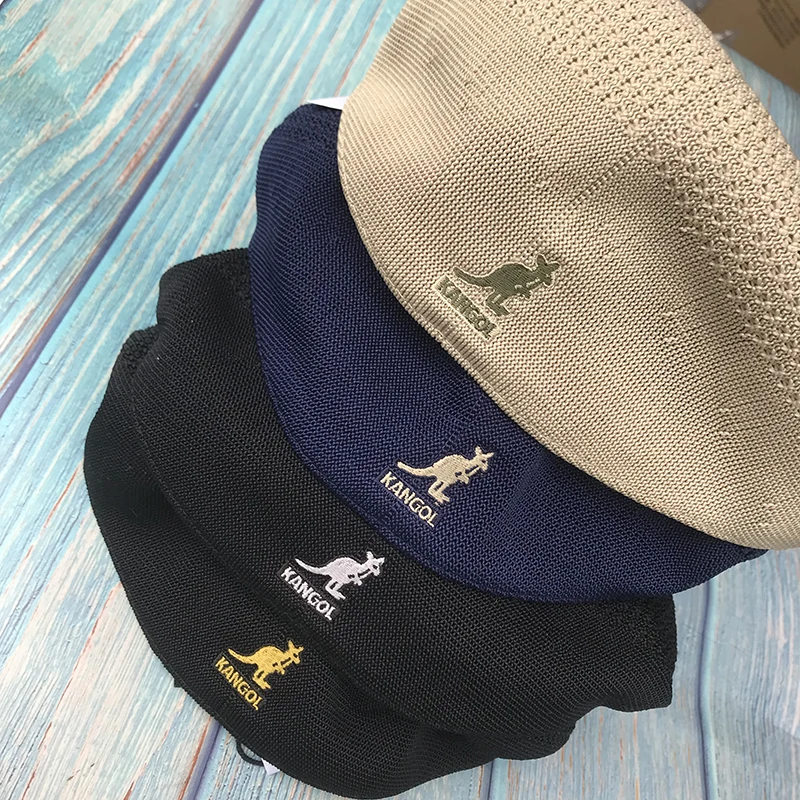 Summer Kangaroo Beret For Men Women High Quality Korean Mesh Breathable Britsh Knitted Cap Solid Color Brand Design Artist Hat