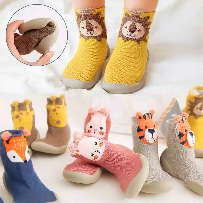 

Cute Cartoon Baby Shoes Toddler Soft Rubber Sole First Walker 0-4Year Baby Socks Shoes Boys Girls Booties Infant Prewalkers