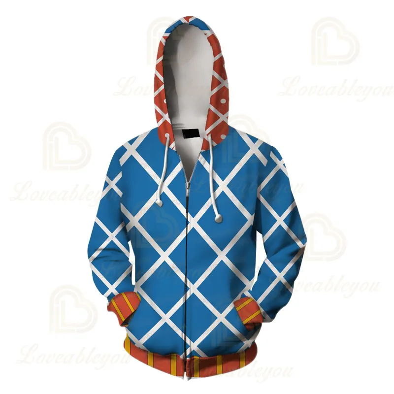 Anime Zipper Hoodie Sweatshirt Cosplay Costumes Joestar Kujo Jotaro Hooded Men Women