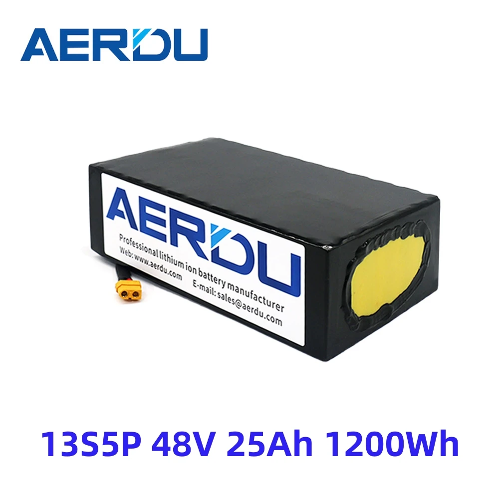 

AERDU 48V 54.6V 25Ah 1200Wh 21700 New Li-ion Lithium Battery Pack for Electroc Bicyle Ebike Scoote Heelchair With 30A BMS 50E