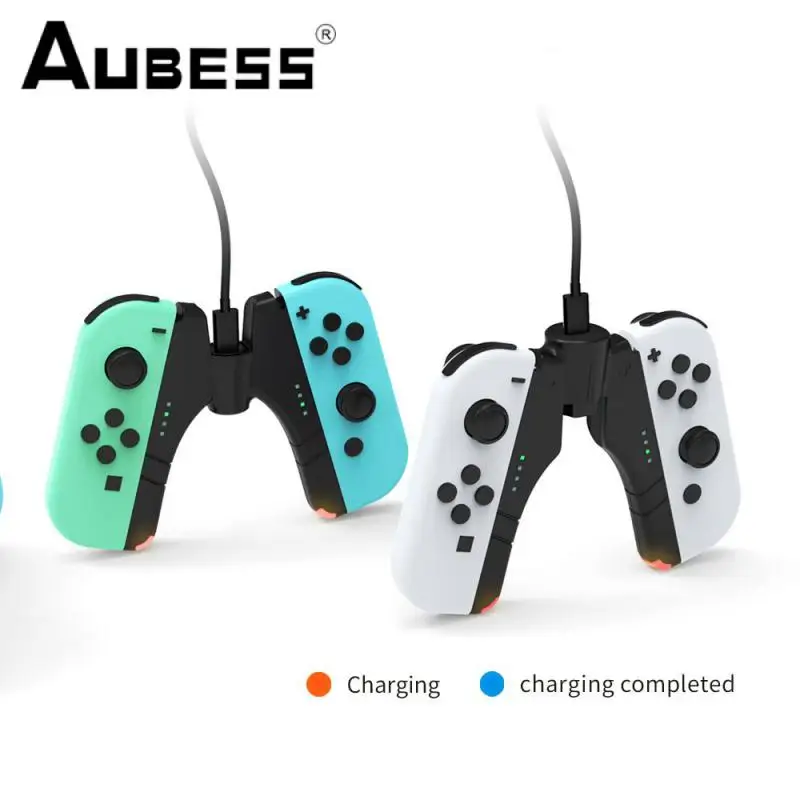 

Fast Charging Dock Station Abs V-shaped Gamepad 4 In 1 Usb C Type-c For Switch/switch Oled Controller Charger Led Indicator
