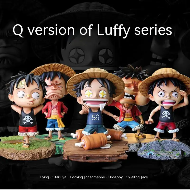 

15cm Anime One Piece Action Figure Monkey D Luffy Childhood Funny Q Version Young Luff Figurine Pvc Collectible Model Toy Gift