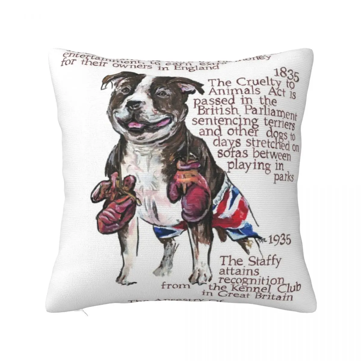 

Staffordshire Bull Terrier History Pillow Case Animal Polyester Home Decor Pillowcase Zipper Summer Funny Cover