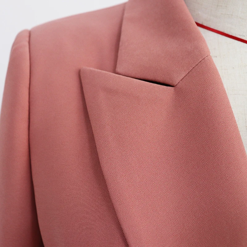 HIGH QUALITY New 2023 Runway Designer Jacket Women's Classic Lion Buttons Double Breasted Slim Fit Blazer Pale Mauve