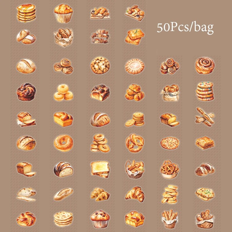 

Бумага Mr., 50 шт./кор., тематические наклейки для выпечки кофе и десерта, чехол для телефона для скрапбукинга, украшение для дневника, канцелярские наклейки