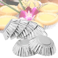 10pcs 2 5 in lace egg tart mold chrysanthemum cup thickened carbon steel non stick egg tart mold cake mold baking tool
