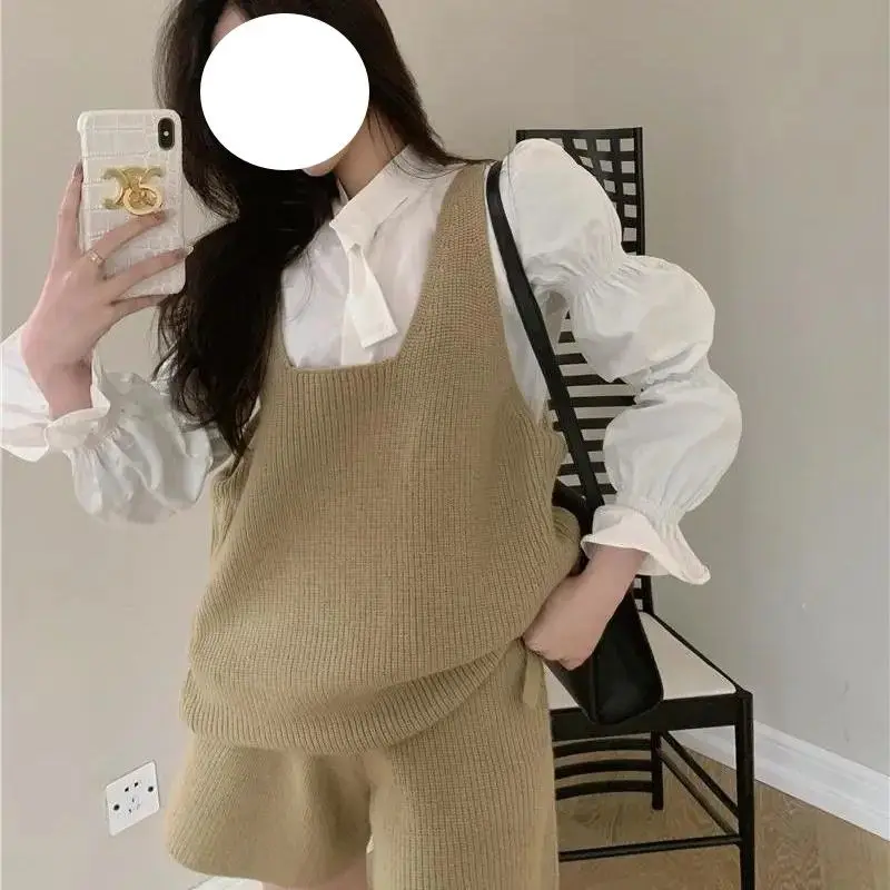 Korejpaa повседневный женский комплект корейская мода женская рубашка с объемными