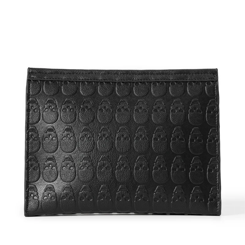 Fashion Rock Style Men's Clutch Bag Embossing Skull Leather Clutch Men Handbags Luxury Business Hand Bag Male Ipad Bag Purse