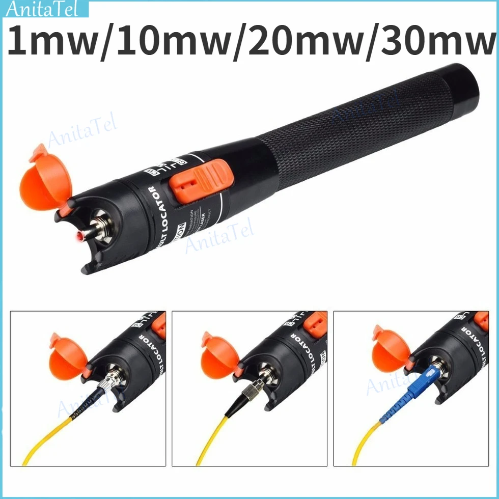 

1mw/10mw/20mw/30mw VFL FTTH Red Light Pen Fiber Optic Tester Pen Type Red Laser 10KM Visual Fault Locator Optical Cable Tester