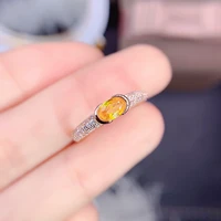 natural birthstone yellow sapphire engagement ring oval 4x6mm stone sterling silver wedding jewelry
