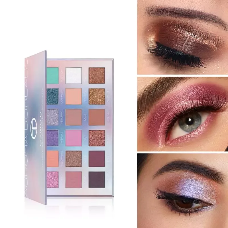 

NEW2023 18 Color Northern Lights Nude Silky Eye Shadow Powder Matte Pearlescent Glitter Lasting Pigment Eye Shadow Palette