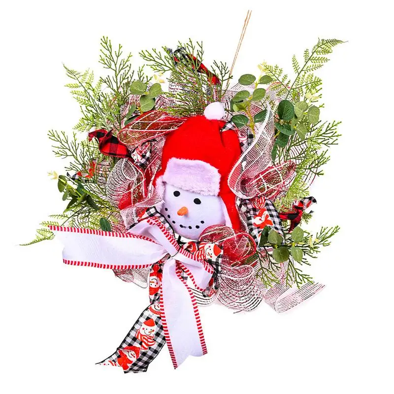 

Венок со снеговиком, искусственный венок со снеговиком, ветвями, листьями, декоративный реквизит для фото, Рождественская гирлянда для дверей, стен, окон, камина