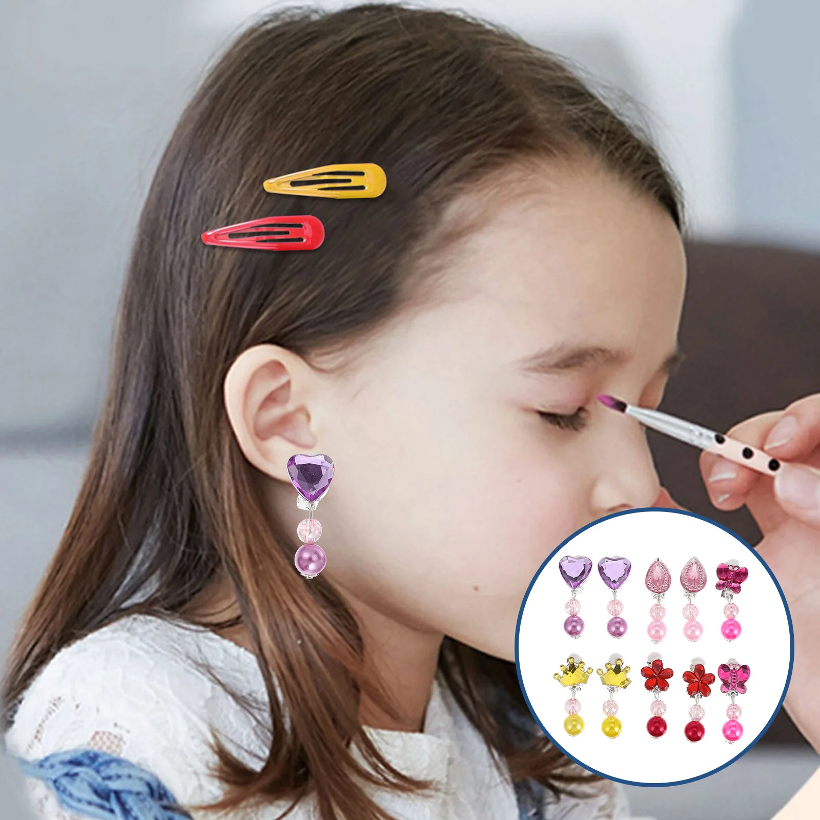 

5 Pairs Pretend Clip Jewelry Earrings Play Little Girls Clip-on Kids Hanging Beads