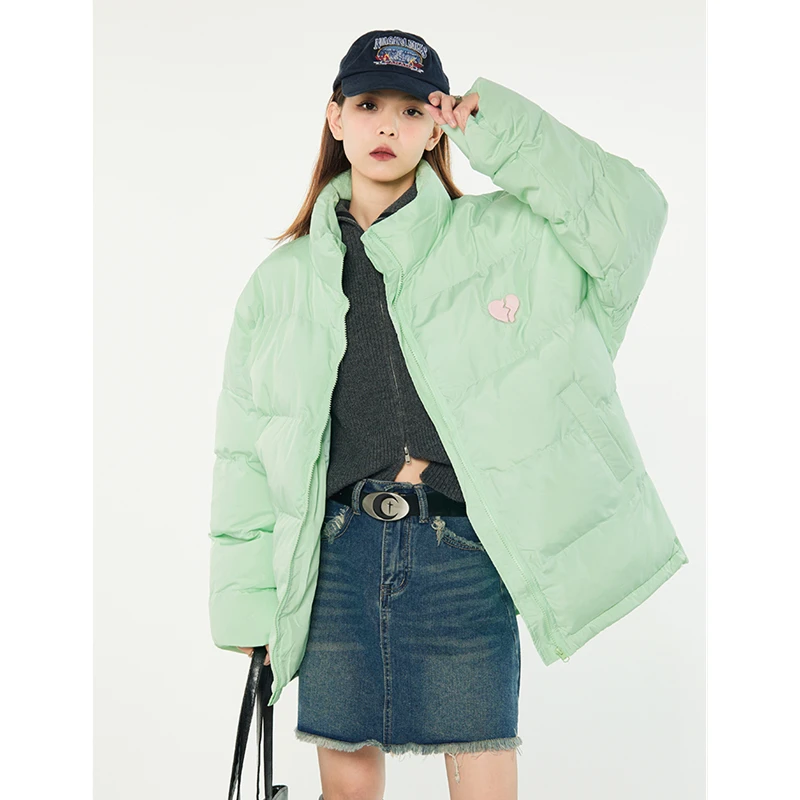 Women Green Down Jacket Stand Collar Coat Korean Fashion Leisure Waterproof Thicken Warm Feather Duck Down Female Winter Outwear