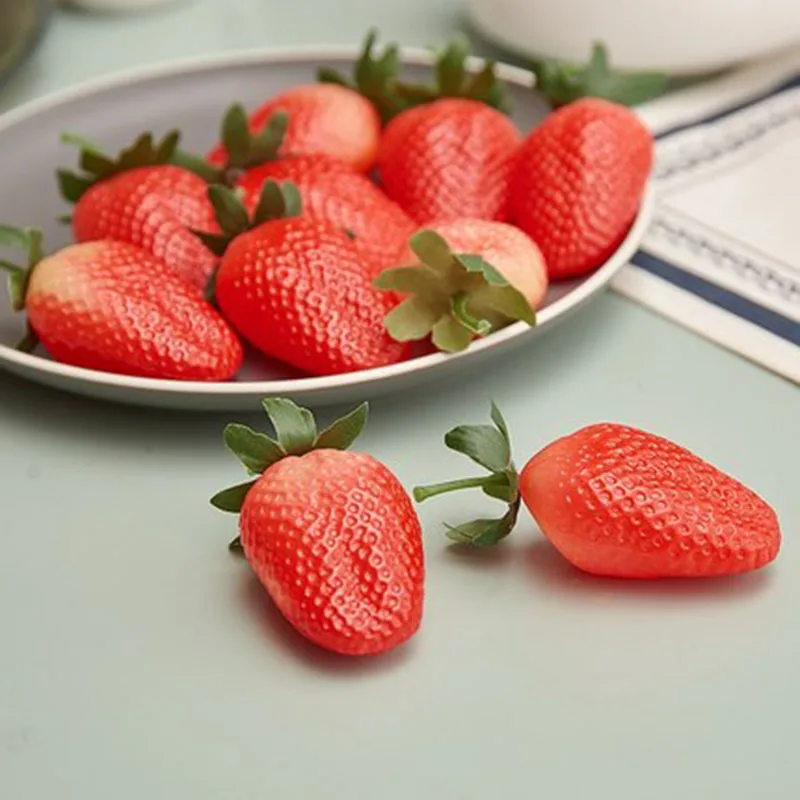 

Red Artificial Fruits Strawberries Fruit Photography Home Decoration High quality 6.5cm