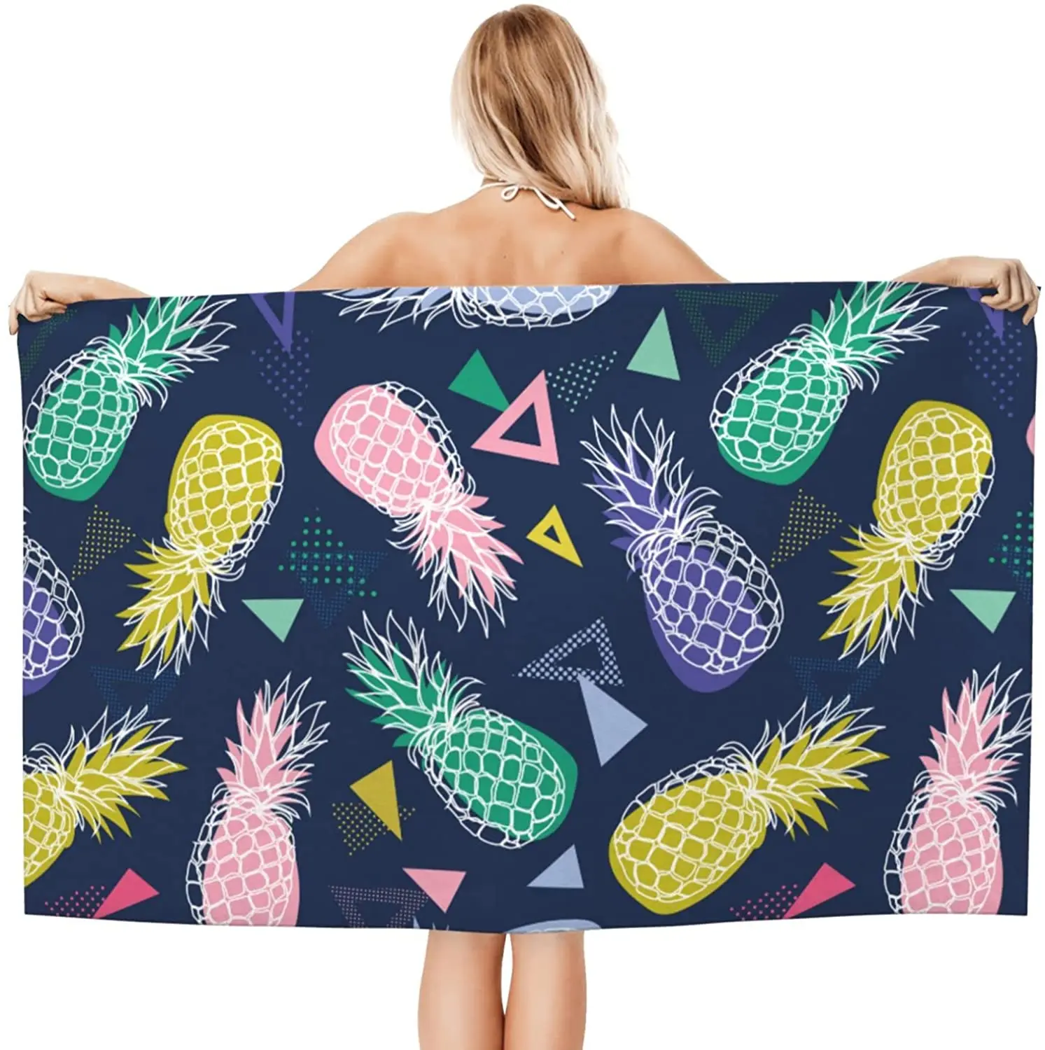 Quick Dry Geometric Fruits Vintage Bath Pool Towels Sand Proof Highly Beach Beach Sport