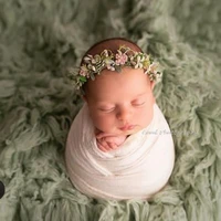 baby headband flower plastic flower garland headband full moon baby photography props hundred day baby photo shooting