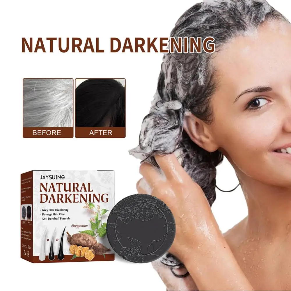 

Hair Darkening Shampoo Soap Polygonum Multiflorum Bar Fast Effective Restores Natural Hair Color Strengthen Nourish Hair Roots