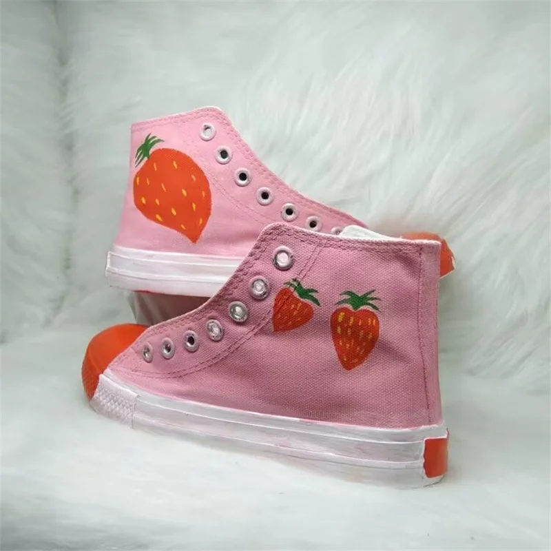 

Hand-made classic high-top canvas shoes hand-painted casual canvas shoes large size women 35-44