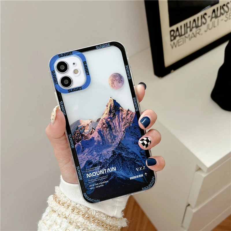 Модный чехол Snow Mountain Peak для iPhone 13 12 11 Pro Max XS XR X 7 8 Plus SE 2020 роскошный противоударный с