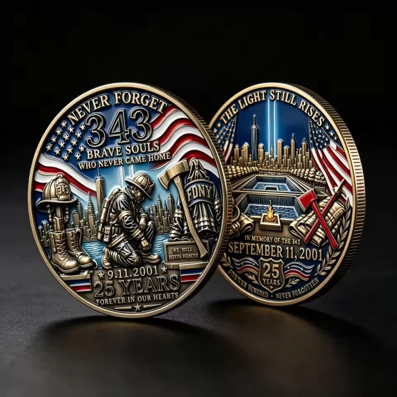 Фото Памятная монета 9/11: Не забывайте о 343 пожарных из FDNY, погибших в ВТС. Патриотический коллекционный сувенир к 11 сентября. №3