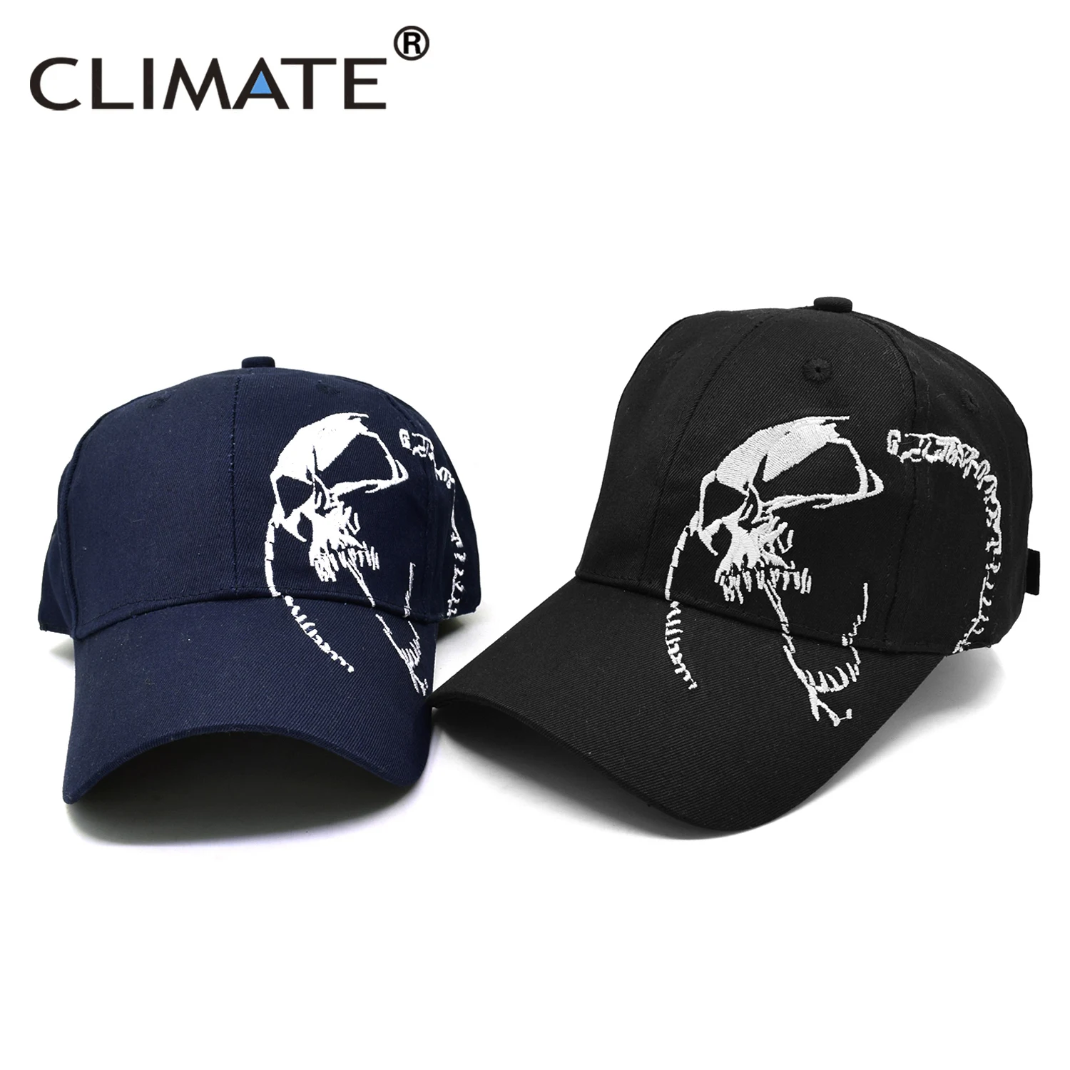 

Мужская хлопковая бейсболка CLIMATE Black Skull, Спортивная Кепка с вышивкой