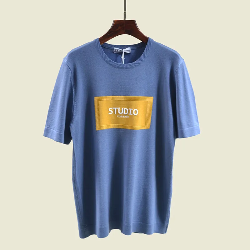 

Мужская футболка с украшением и буквами, вязаный джемпер и Модный пуловер