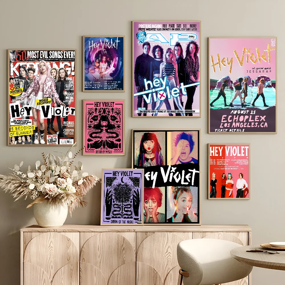 H-Hey V-фиолетовые винтажные постеры липкие белые бумажные принты художественные