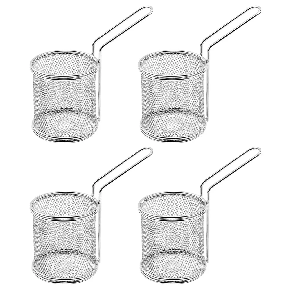 

4Pcs Metal Frying Basket Non-stick Fry Basket Portable Fry Basket Fried Chicken Basket