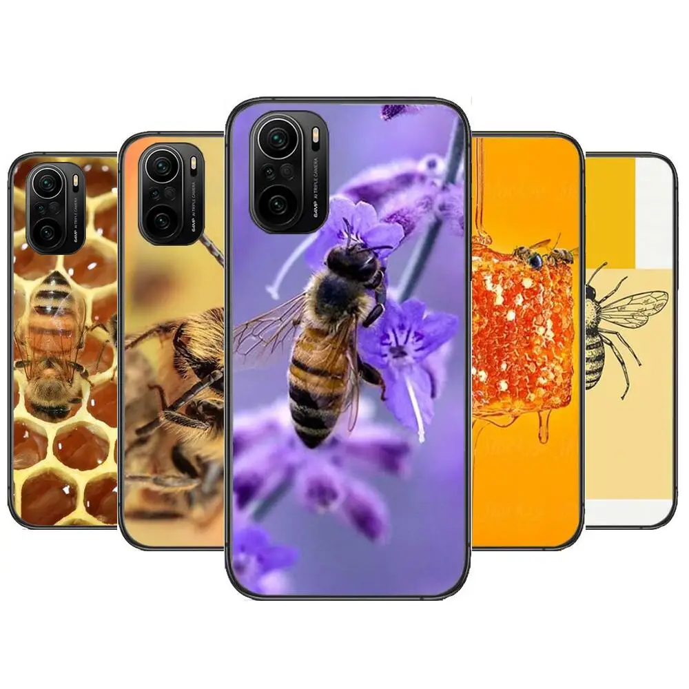 

Golden Honeycomb Honey Bee Phone Case For xiaomi redmi POCO F1 F2 F3 X3 Pro M3 9C 10T Lite NFC Black Cover Silicone Back Prett m