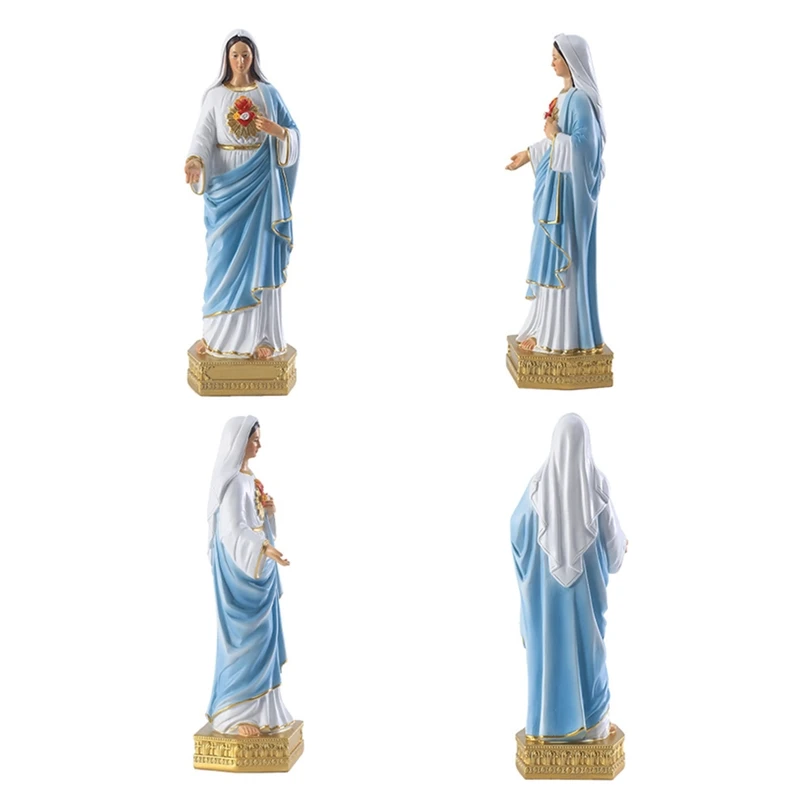 

H051 Mother Mary Statue Blue Clothes Holy Miniature Religion Figurine