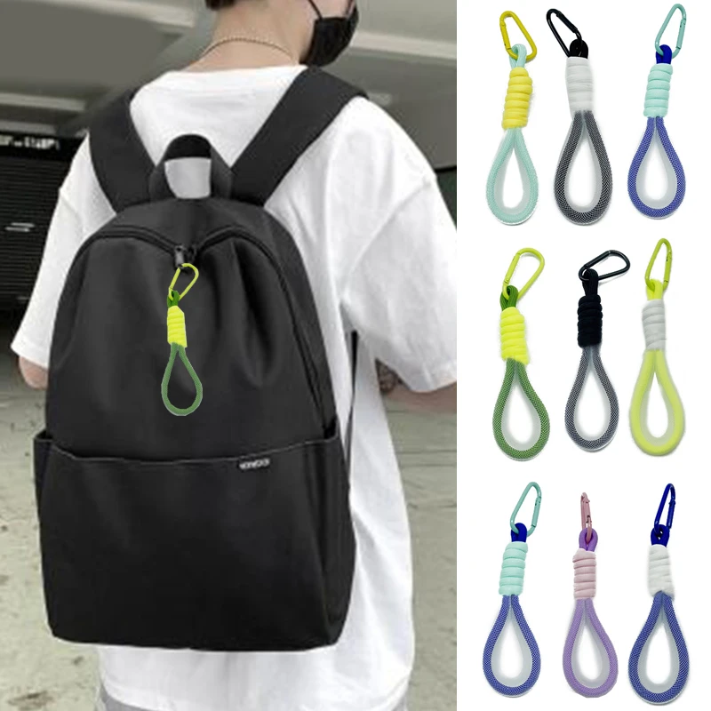 

Creative Mesh Rope Key Pendant Bag Pendant Accessories Wrist Rope Two-color Buckle Phone Strap Mobile Phone Landyard Short Style