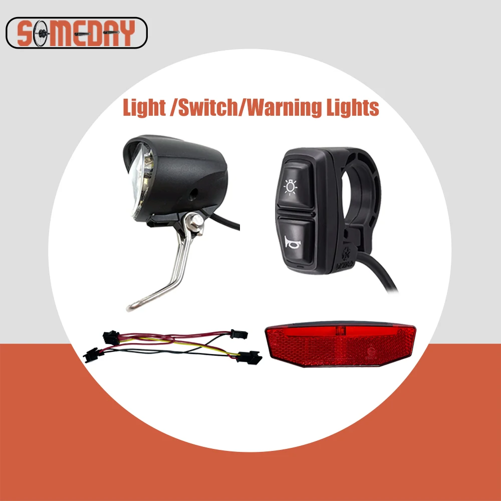 

Ebike Light and Horn Switch Cable 12V-72V All SM Plug Headlight Front Tail Rear Warning Lights For Electric Bike Scooter Parts