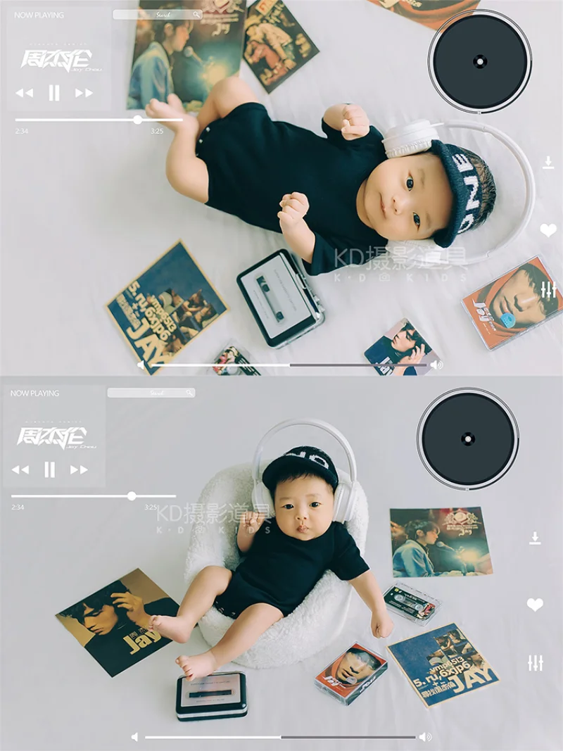 Newborn Baby Photography Props Baby Boy Music Jay Chou Fans Headphone Outfit Fotografia Photoshoot Studio Shooting Photo Props enlarge