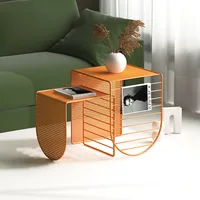 Nordic Iron Coffee Table Multifunctional Small Apartment Sofa Combination Simple Modern Flower Table Decoration Light Luxury