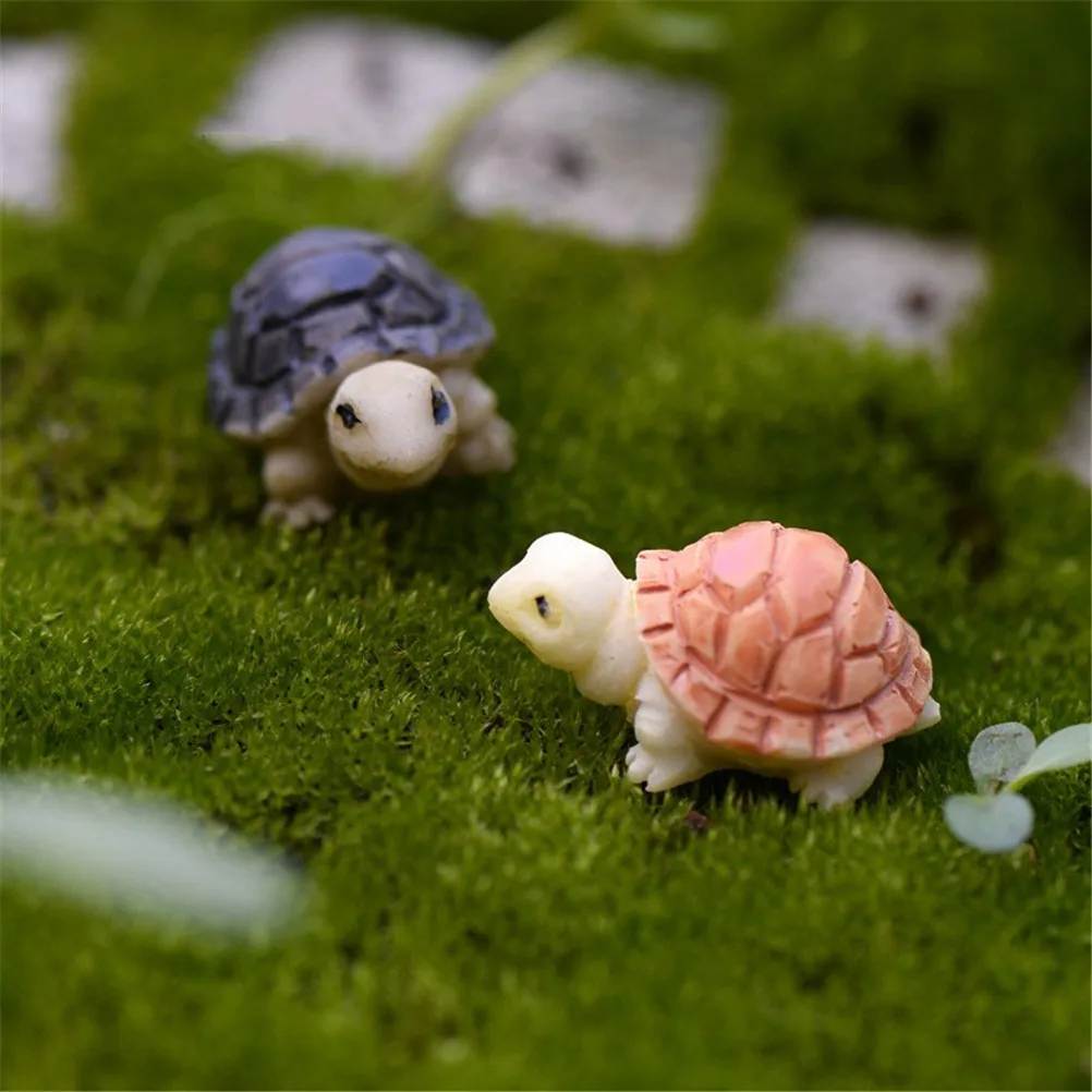 

2pcs Lovely Miniatures Turtles Micro Fairy Figurines Garden Decor Accessories