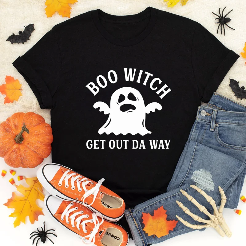 

Boo Witch Get Out Da Way T-shirt Funny Women Spooky Halloween Tshirt Autumn Trick Or Treat Ghost Tee Shirt Top DW94