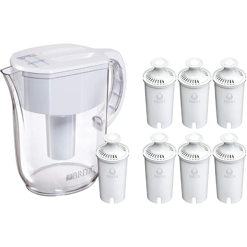 

Фильтр для очистки воды без БФА, кувшин с фильтром для водопроводной и питьевой воды, 7 стандартных фильтров, 10 чашек, белый цвет
