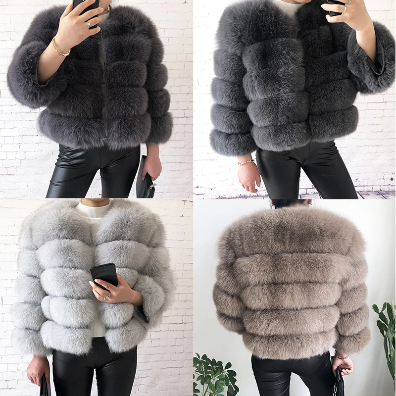 

2022 new style real fur coat 100% natural fur jacket female winter warm leather fox fur coat high quality fur vest Free shipping