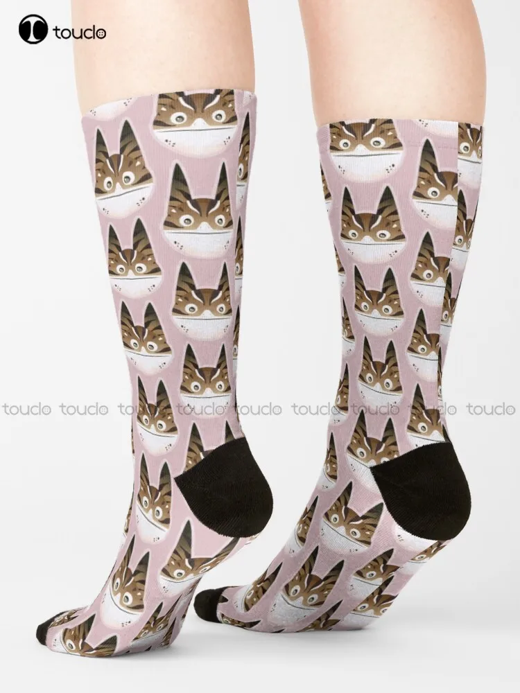 

Loth Cat Kitty Brown Stripes Socks Funny Mens Socks Personalized Custom Unisex Adult Teen Youth Socks 360° Digital Print Gift