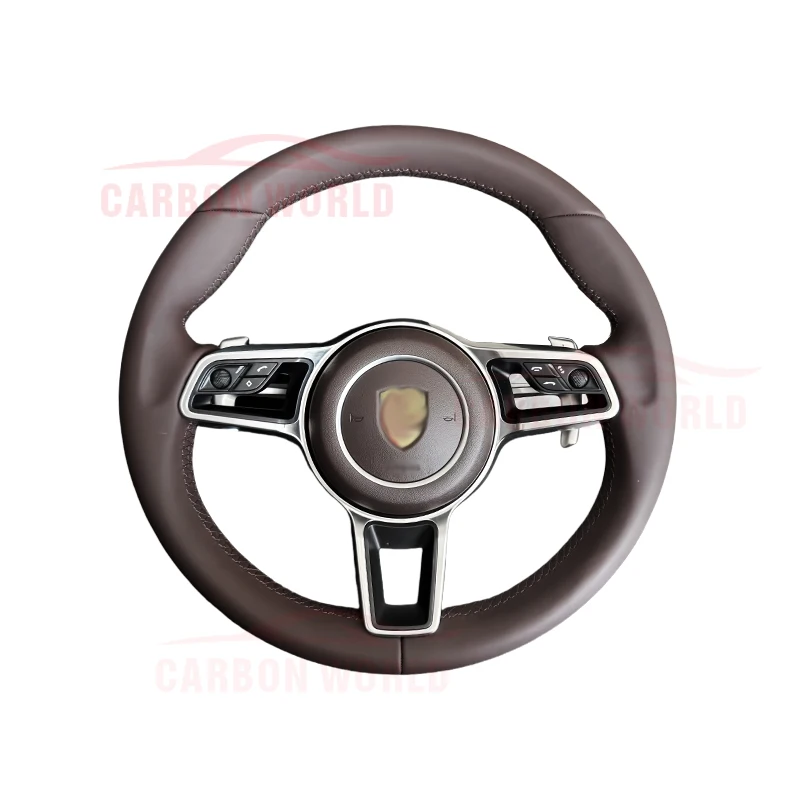 

Кожаный автомобильный руль по индивидуальному заказу для Porsche 911 996 Cayenne 958 718 Boxster 918 Cayman Macans Panamera Taycan GT3 RS 970