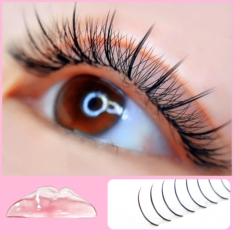 2 пары сладких розовых силиконовых подушечек для наращивания ресниц в форме