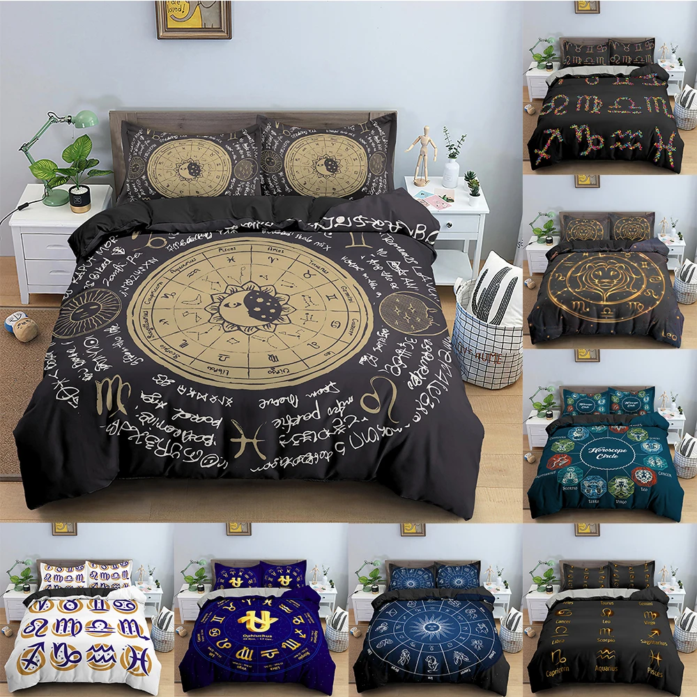 

Психоделический Комплект постельного белья с пододеяльником и созвездиями для спальни, астрологическое одеяло, покрывала, американские/Европейские/австралийские одинарные двойные 2/3 шт.