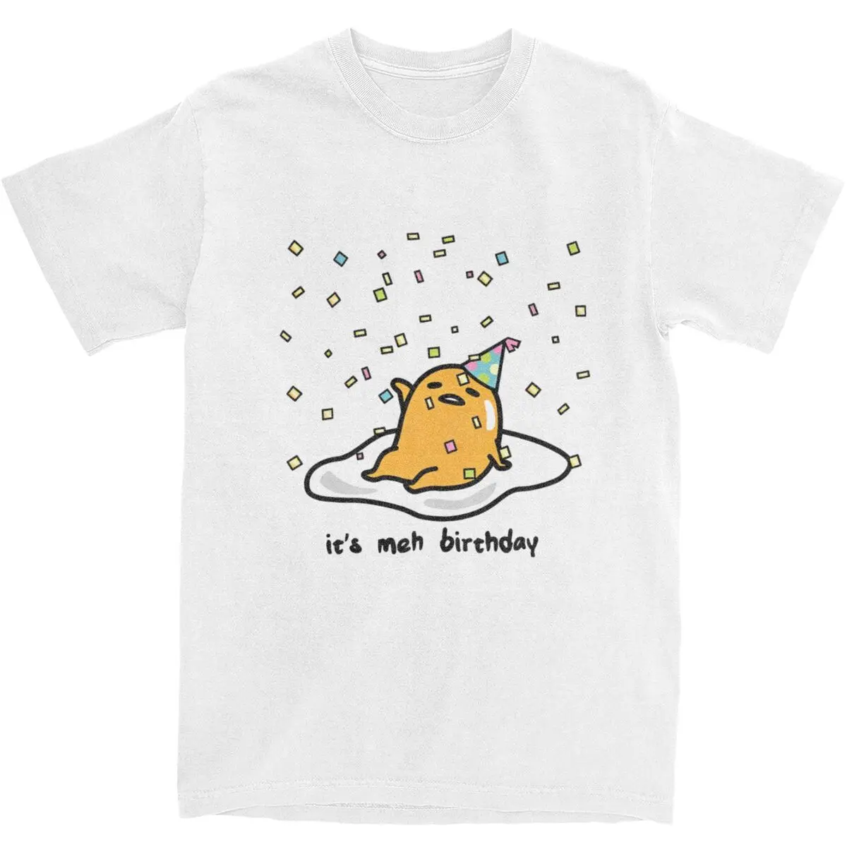 Мужская футболка Gudetama The Lazy Egg It Is Meh My Birthday Confetti Party Футболки Летние футболки